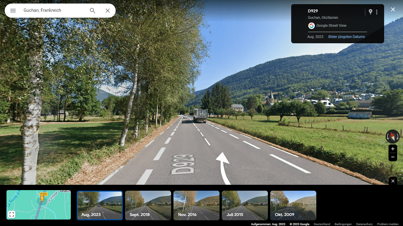 Ein Dorf in Frankreich mit Zeitleiste (Google Street View)