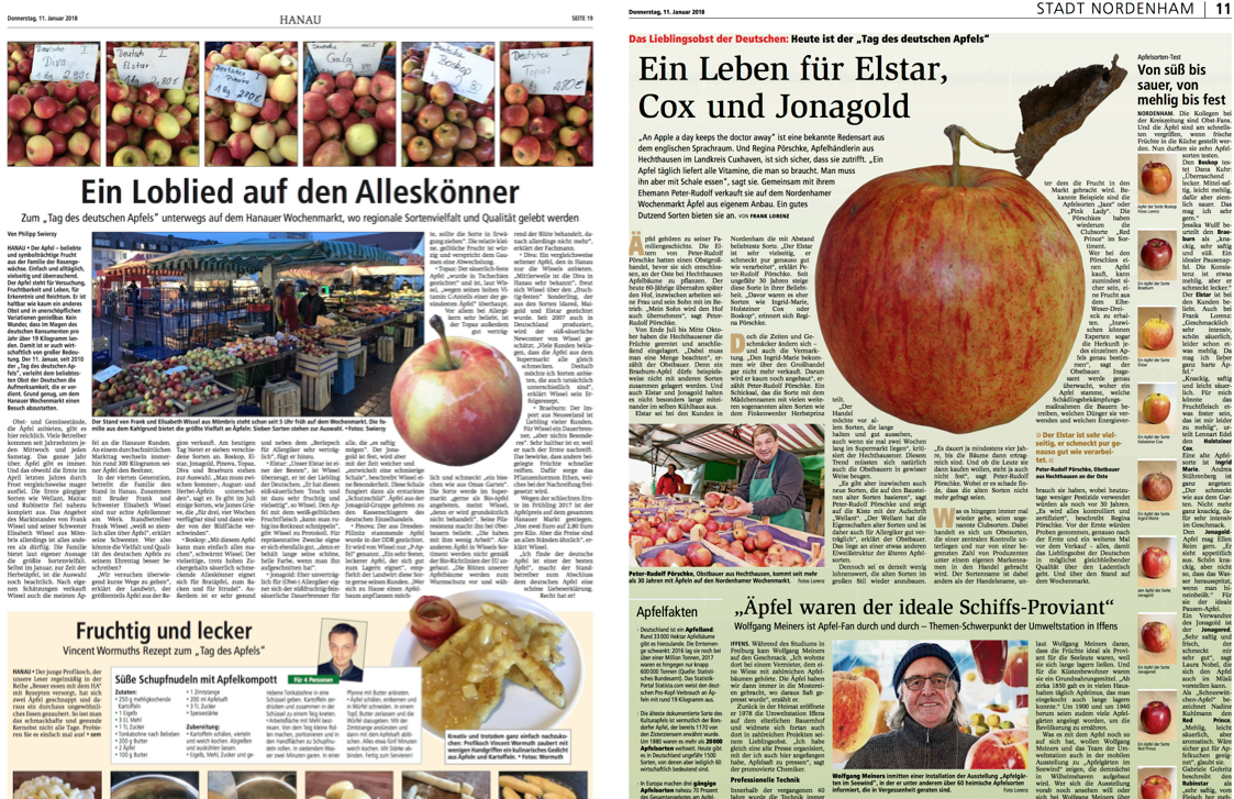 Der Hanauer Anzeiger (links) und die Kreiszeitung Wesermarsch (rechts) haben den Tag des deutschen Apfels aufgegriffen.