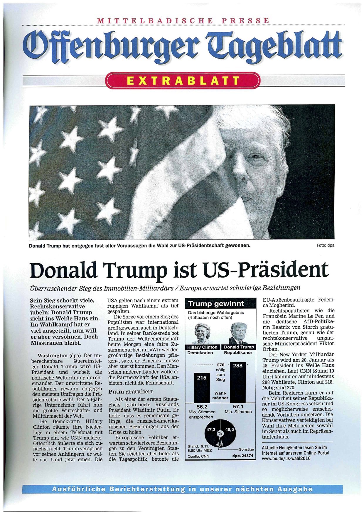 Mittelbadische Presse, Extrablatt