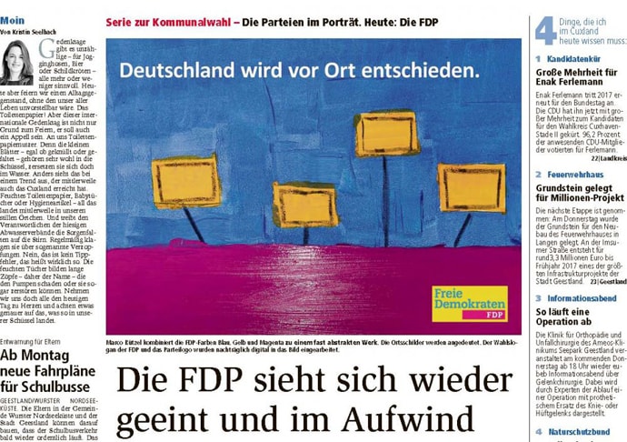 Plakataktion der Nordsee Zeitung mit der FDP