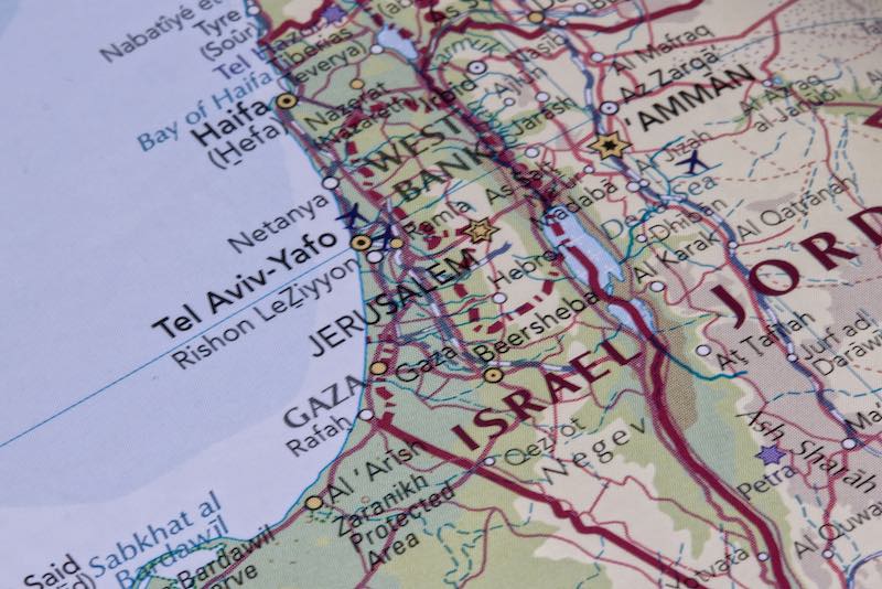 Landkarte von Israel mit Gaza-Streifen (Foto: AdobeStock/Robert)