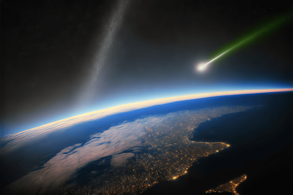 Kometen fliegen immer wieder an der Erde vorbei, hier C/2022 E3 in einer Illustration. (AdobeStock/Juha Saastamoinen)