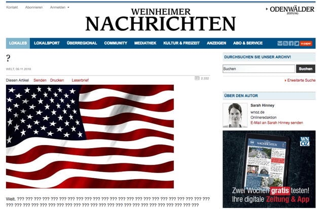 Screenshot der Weinheimer Nachrichten